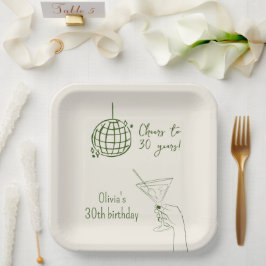 Assiettes En Carton Cocktail Retro Anniversaire Fancy