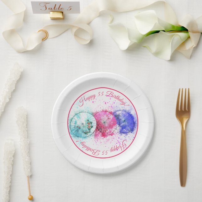 Assiettes En Carton Cocktail tropical Buvez des Parapluies 55e anniver (Mariage)