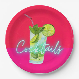 Assiettes En Carton Cocktails colorés modernes Bar Art