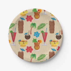 Assiettes En Carton Cocktails Tiki Tropical