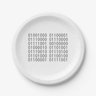 Assiettes En Carton Code binaire d'ordinateur de joyeux anniversaire