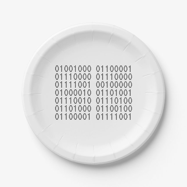 Assiettes En Carton Code binaire d'ordinateur de joyeux anniversaire (Devant)