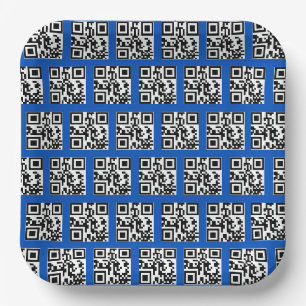 Assiettes En Carton Codes QR Joyeuses Fêtes sur Bleu