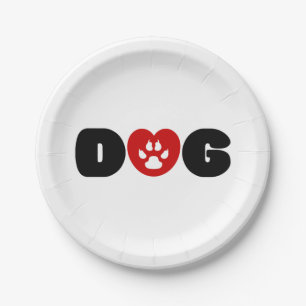 Assiettes En Carton Coeur d'amour de chien