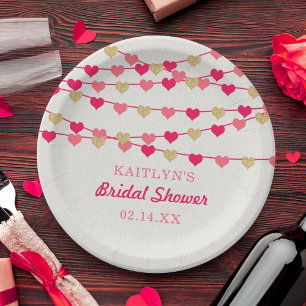 Assiettes En Carton Cœur d'amour en ficelle pour Baby Shower de mariag