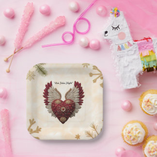 Assiettes En Carton "Cœur d'amour flottant"