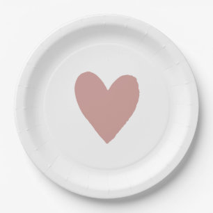 Assiettes En Carton Coeur de Baby shower rose et Rose