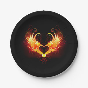 Assiettes En Carton Coeur de feu ange avec ailes