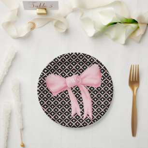 Assiettes En Carton Coeur de monogramme rose