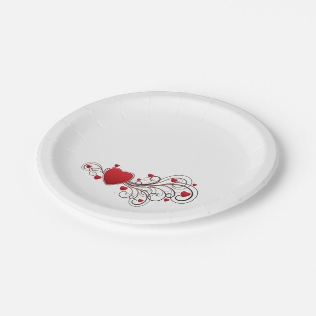 Assiettes En Carton Coeur défilé Amour Valentine (Angle)