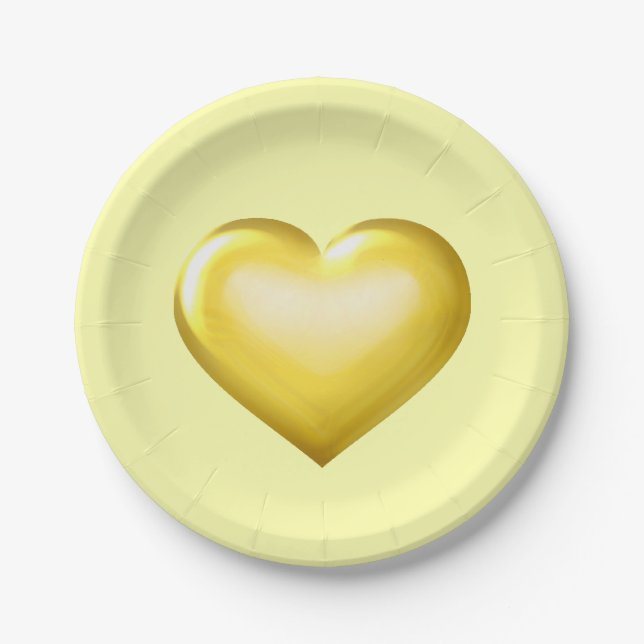 Assiettes En Carton Coeur en verre d'or (Devant)