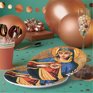 Assiettes En Carton Coeur immaculé de Marie