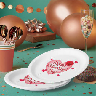 Assiettes En Carton Coeur mignon Heureuse Sainte-Valentin