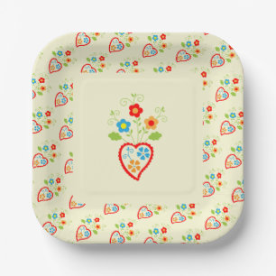 Assiettes En Carton Coeur romantique populaire portugais