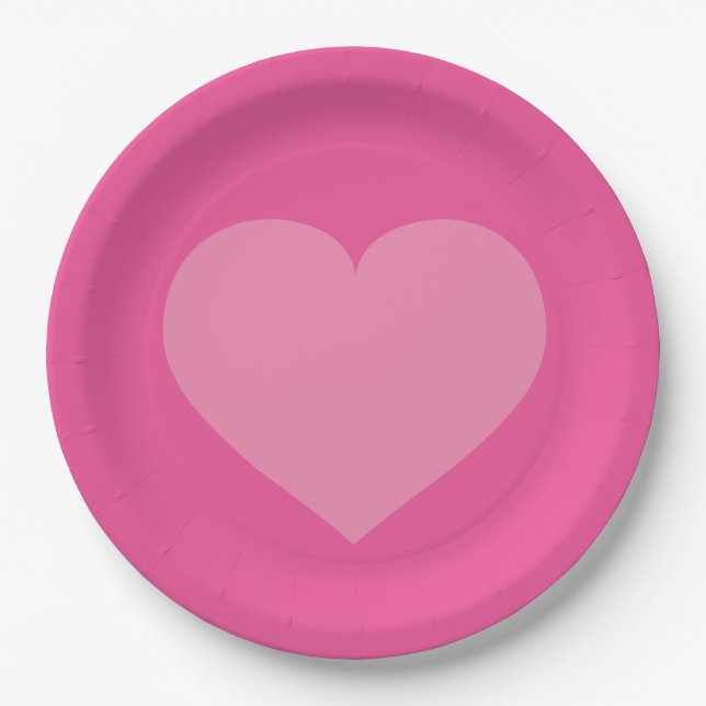 Assiettes En Carton Coeur rose (Devant)