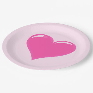 Assiettes En Carton Coeur rose - Amour