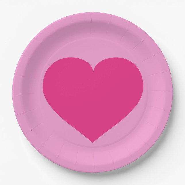 Assiettes En Carton Coeur rose chaud (Devant)