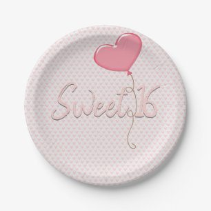 Assiettes En Carton Coeur rose Doux 16 Balloon
