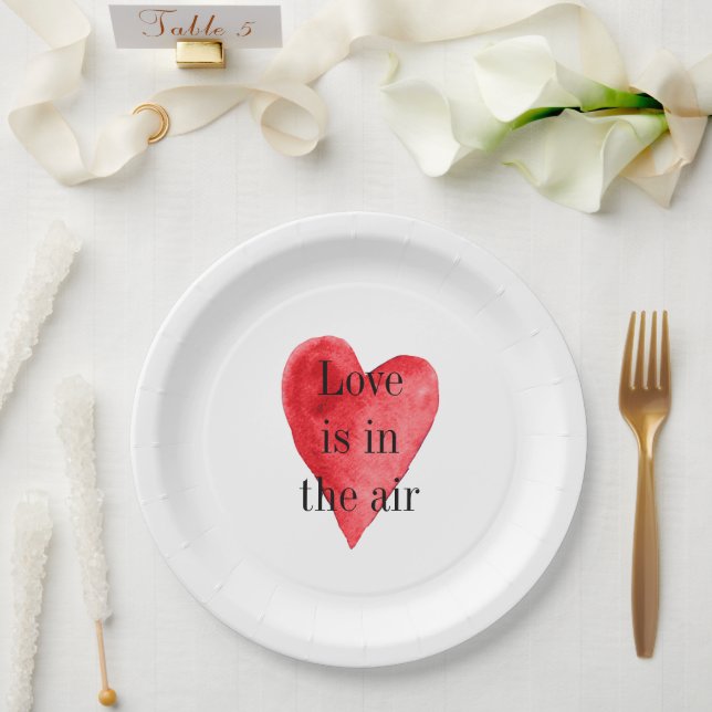 Assiettes En Carton Coeur rouge (Mariage)