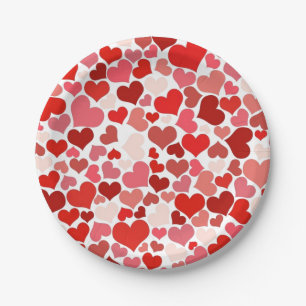 Assiettes En Carton Cœur rouge amour motif mosaïque