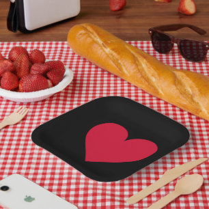 Assiettes En Carton Cœur Saint-Valentin Amour Cœur 
