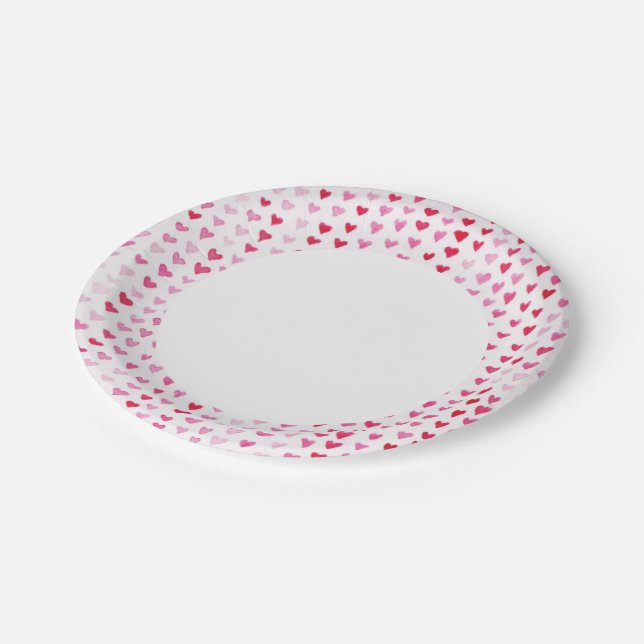 Assiettes En Carton Coeurs aquarelles (Angle)
