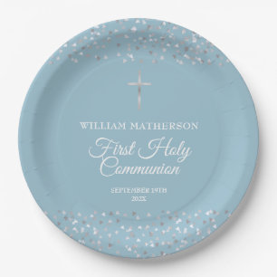 Assiettes En Carton Coeurs Confetti Première communion sainte