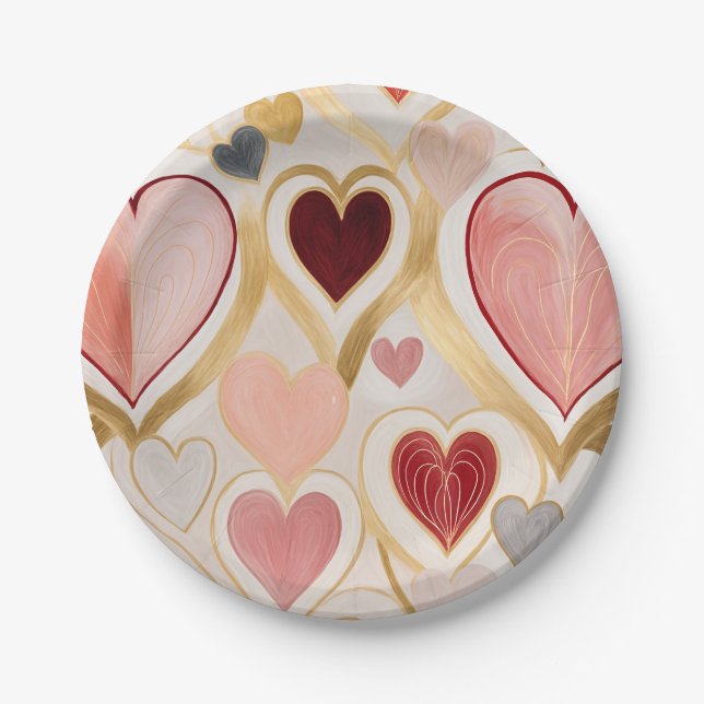 Assiettes En Carton Coeurs d'amour (Devant)