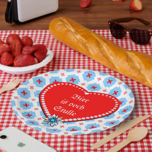 Assiettes En Carton Cœurs de bretzel bavière Edelweiss