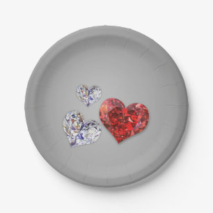 Assiettes En Carton Coeurs de diamants précieux et élégants