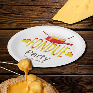 Assiettes En Carton Coeurs et casseroles de Fondue