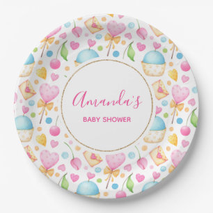 Assiettes En Carton Coeurs et muffins Motif de l'aquarelle