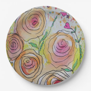 Assiettes En Carton Coeurs minuscules Gros Fleurs