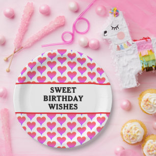 Assiettes En Carton Cœurs ombrés rose violet pour anniversaire