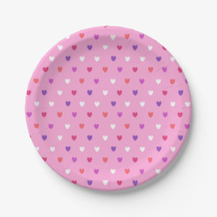 Assiettes En Carton Coeurs polka rose