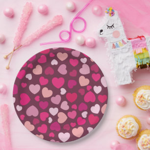 Assiettes En Carton Coeurs roses