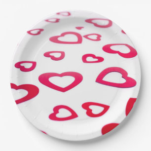 Assiettes En Carton Coeurs rouges