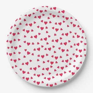 Assiettes En Carton Coeurs rouges doux et élégants Simple minimaliste