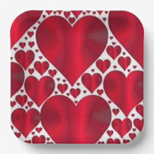 ASSIETTES EN CARTON CŒURS ROUGES POUR LA SAINT-VALENTIN