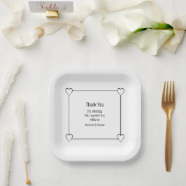 Assiettes En Carton Coeurs simples et romantiques Mariage blanc
