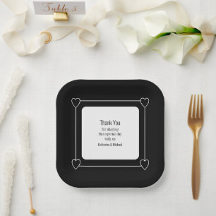 Assiettes En Carton Coeurs simples et romantiques Mariage noir