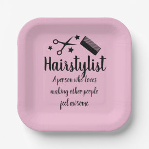 Assiettes En Carton Coiffeur Citation drôle Coiffeur Parti rose