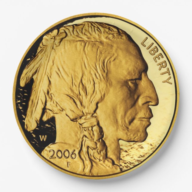 Assiettes En Carton Coin or Indian Head (Devant)