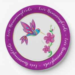 Assiettes En Carton Colibri et fleurs Abstraits et colorés
