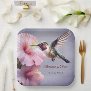 Assiettes En Carton Colibri et Mariage d'Hibiscus Pourpre