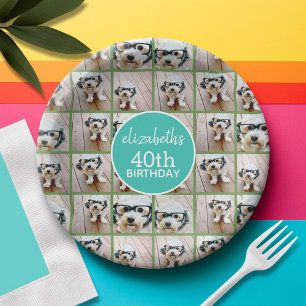 Assiettes En Carton Collage de 6 photos unique - Joyeux Anniversaire B