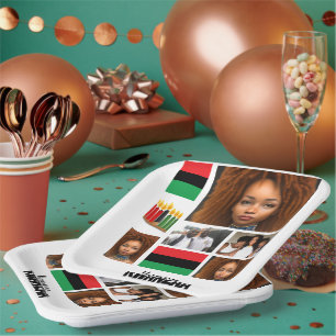 Assiettes En Carton Collage photo personnalisé Kwanzaa 8