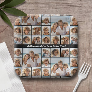 Assiettes En Carton Collage photo unique 9 avec fond de cercle en opti