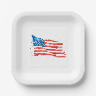 Assiettes En Carton Collection Dakota American Flag