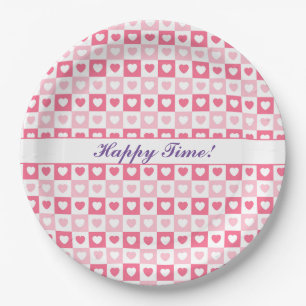 Assiettes En Carton Collection d'amour du coeur rose moderne